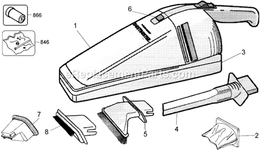 Page A Diagram and Parts List for DB350  Black and Decker Hand Vacuum